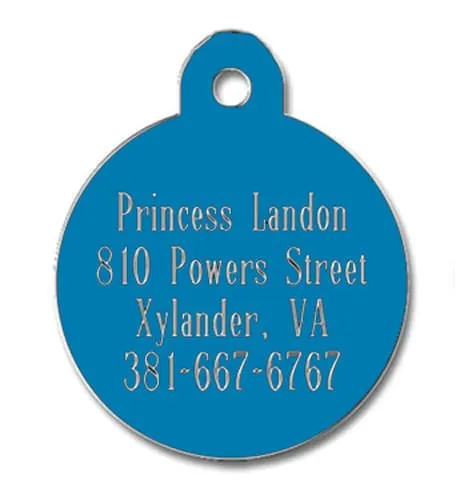 Large Circle Shaped Dog Tag, Blue