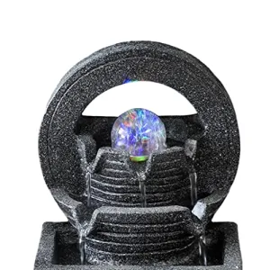 LOSA Orb Tabletop Water Fountain Waterfalls w/LED Light Round Background