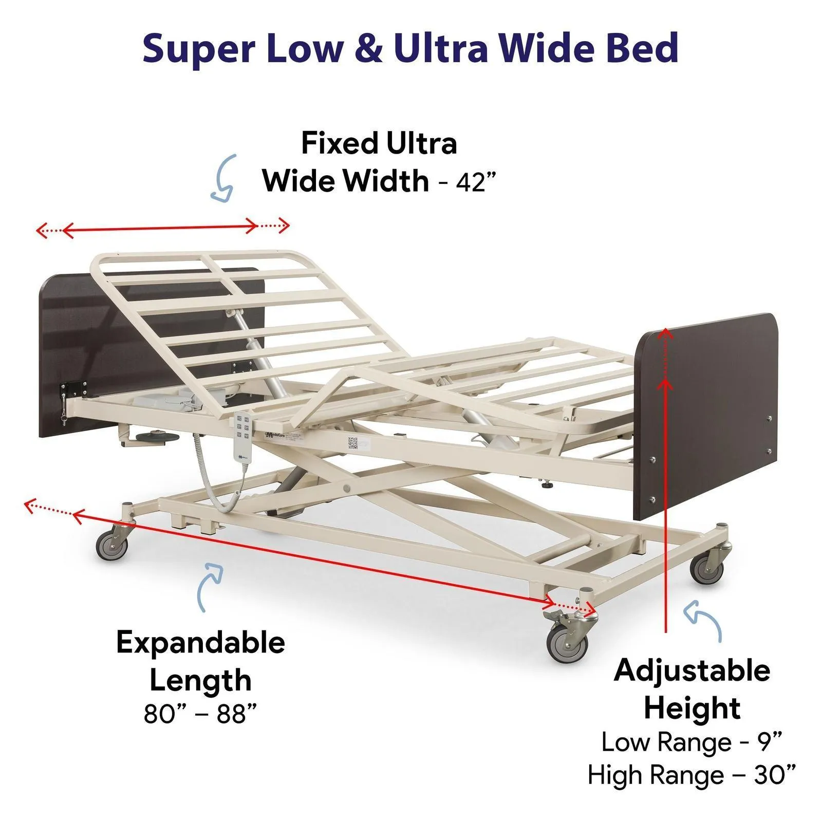 Medacure Low Adjustable Electric Hospital Bed