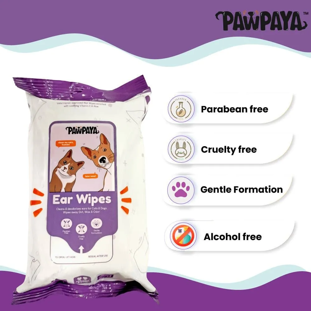 Pawpaya Ear Wipes for Dogs and Cats