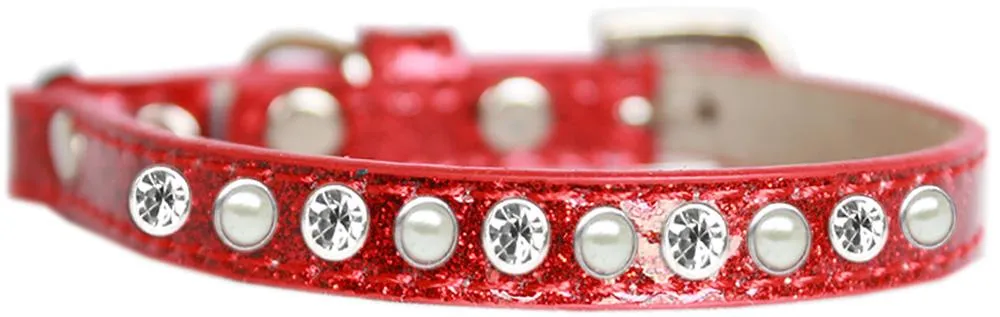 Pearl And Clear Jewel Ice Cream Cat Safety Collar Red Size 10