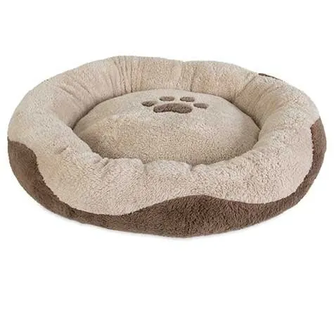 Petmate Aspen Pet Round Pet Bed With Paw Applique 22"