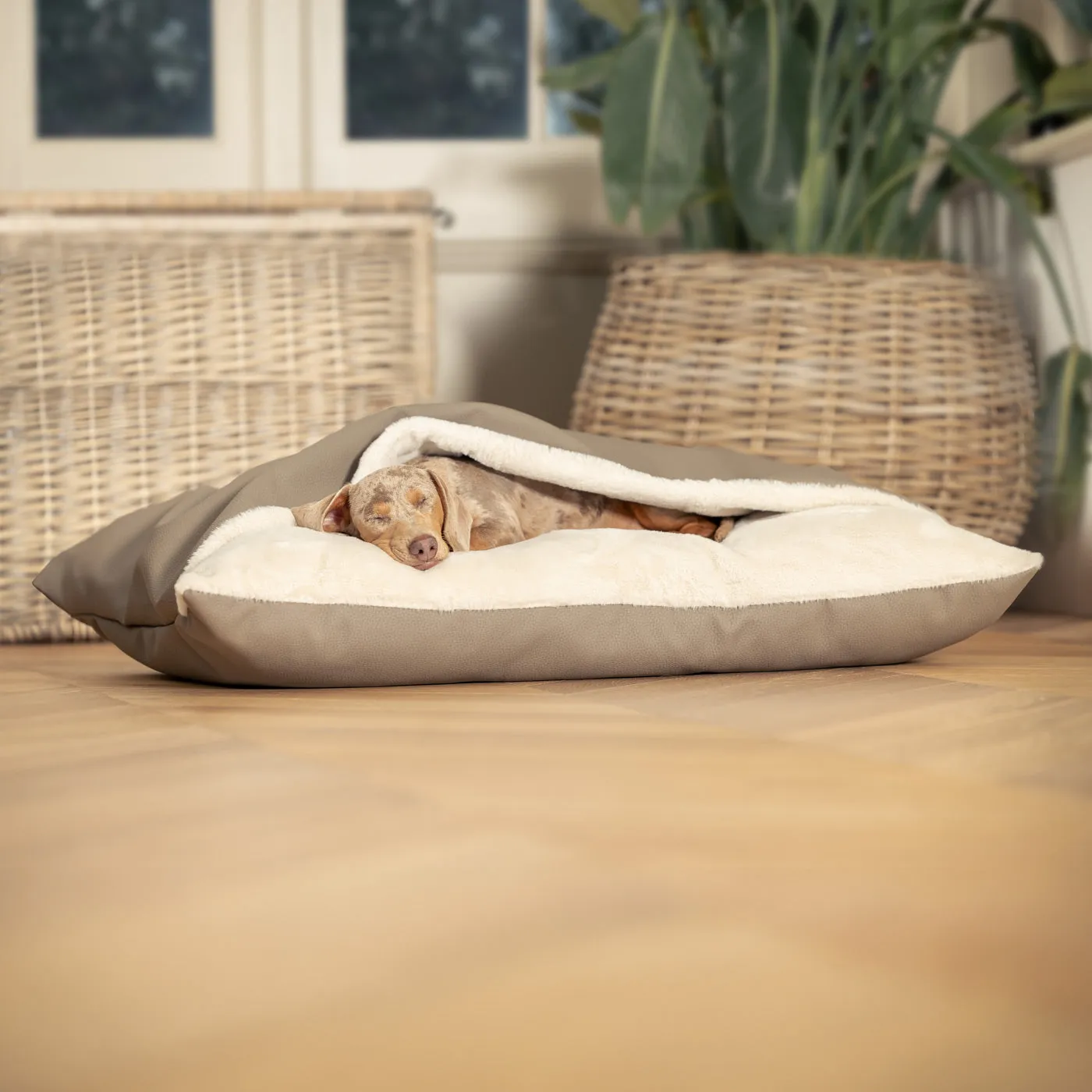 Sleepy Burrows Bed in Camel Rhino Tough Faux Leather by Lords & Labradors