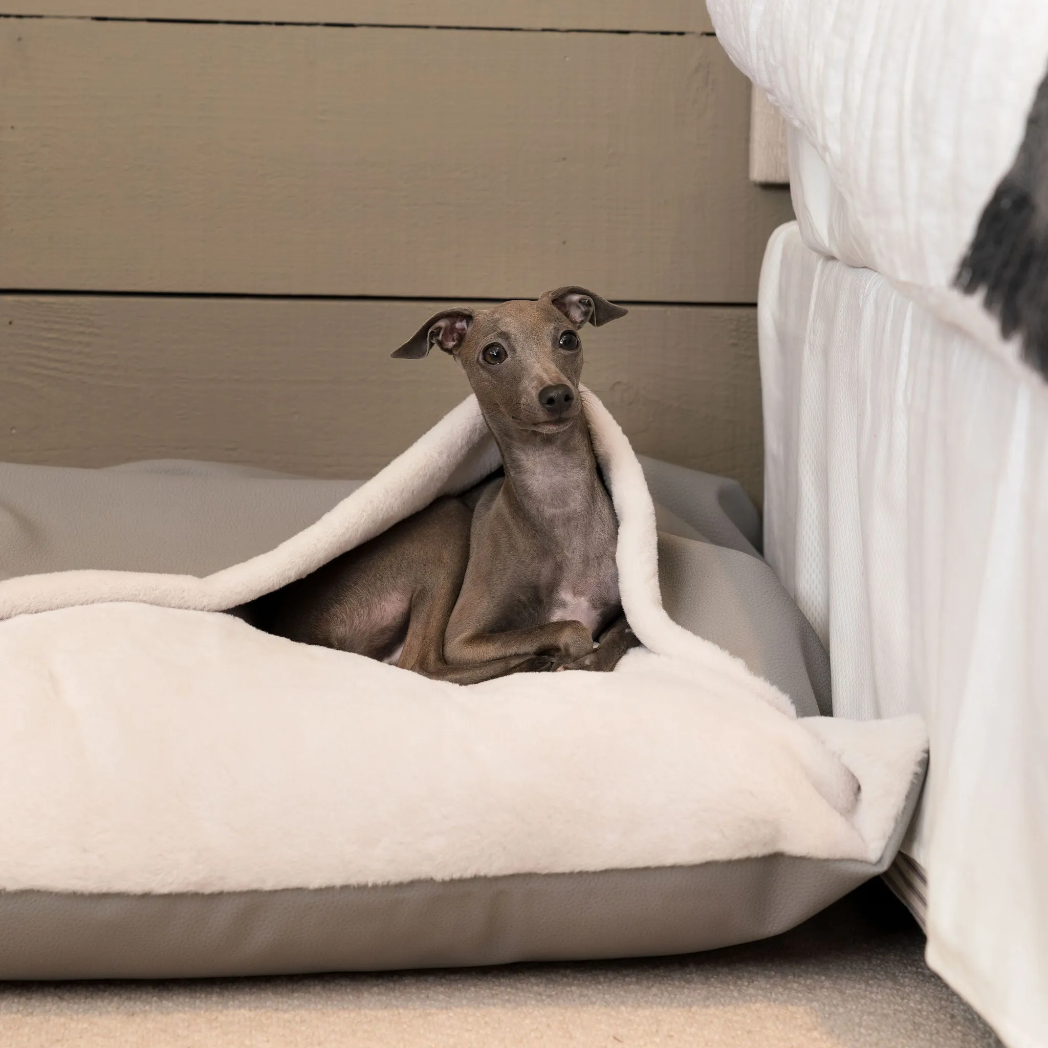 Sleepy Burrows Bed in Granite Rhino Tough Faux Leather by Lords & Labradors