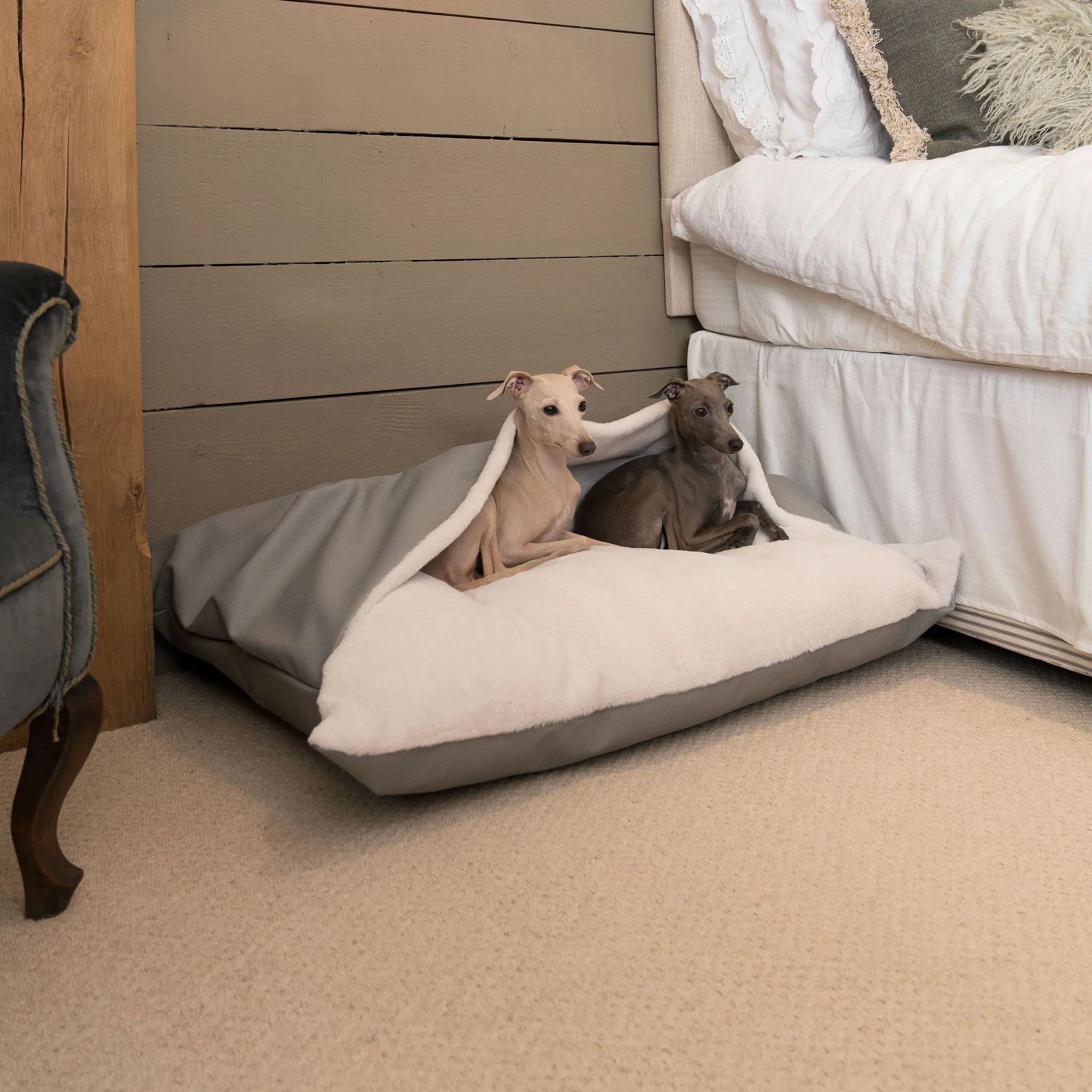 Sleepy Burrows Bed in Granite Rhino Tough Faux Leather by Lords & Labradors