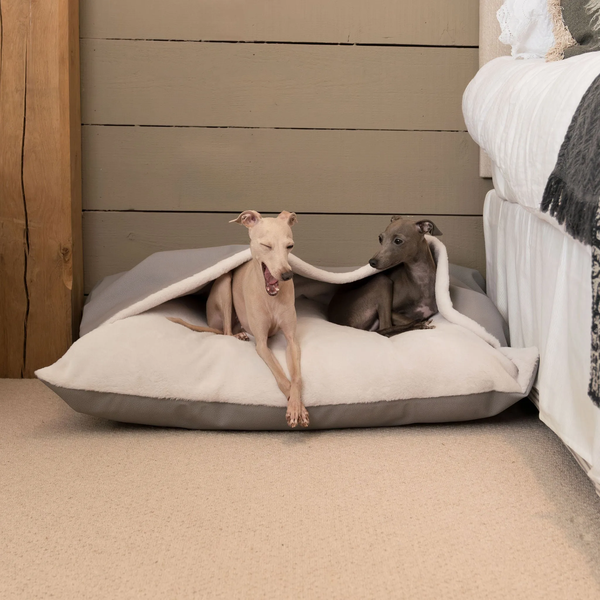 Sleepy Burrows Bed in Granite Rhino Tough Faux Leather by Lords & Labradors