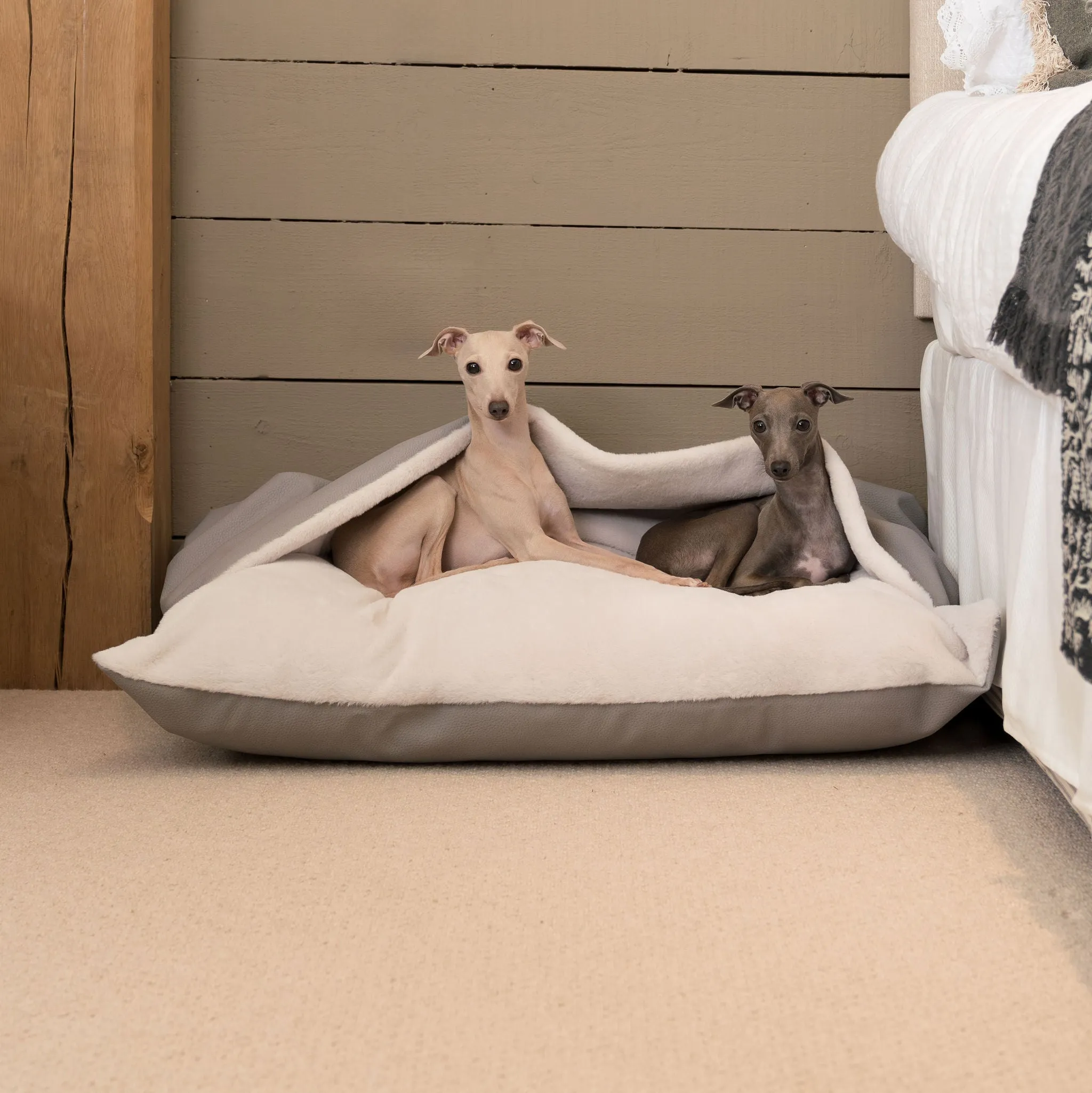 Sleepy Burrows Bed in Granite Rhino Tough Faux Leather by Lords & Labradors