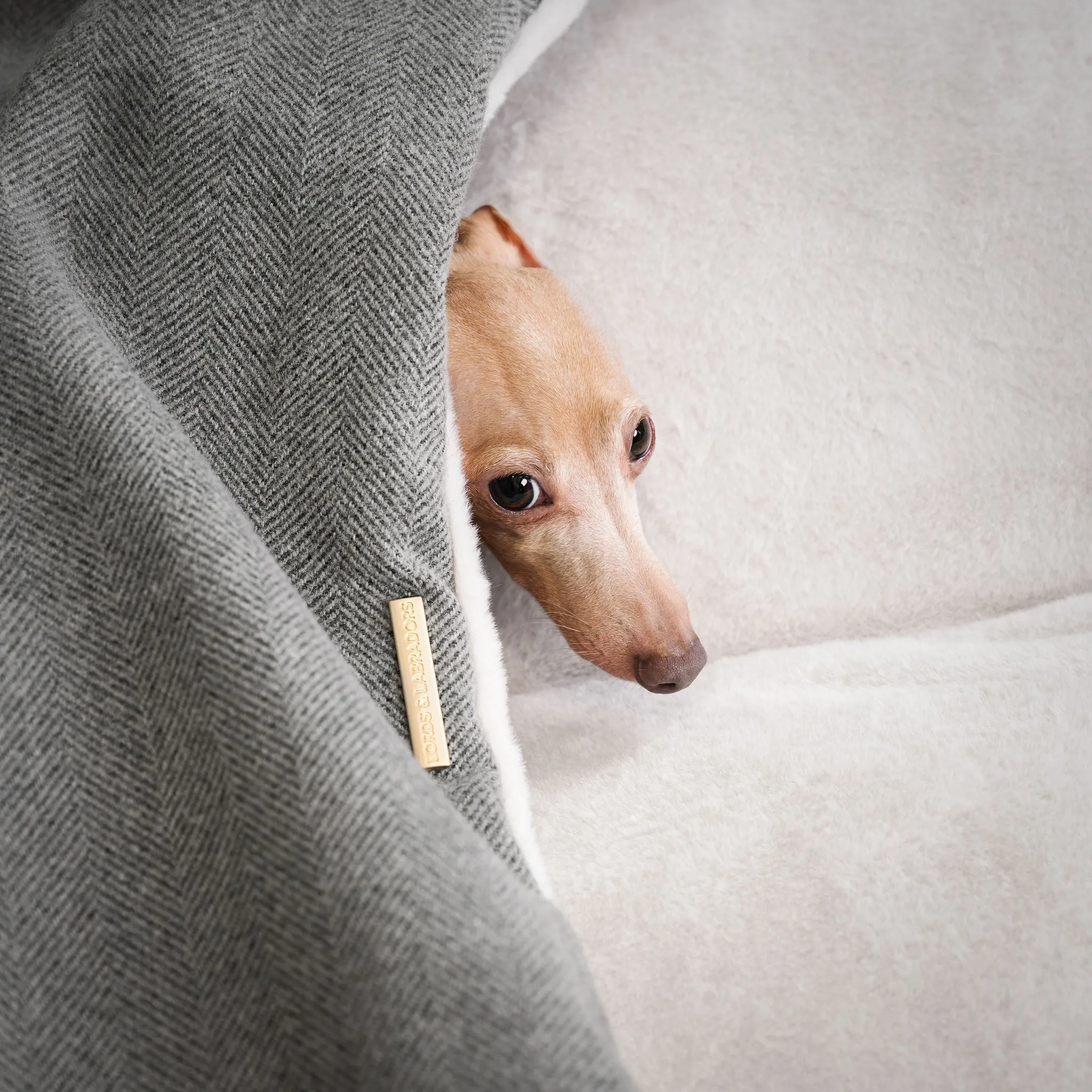 Sleepy Burrows Bed in Pewter Herringbone by Lords & Labradors