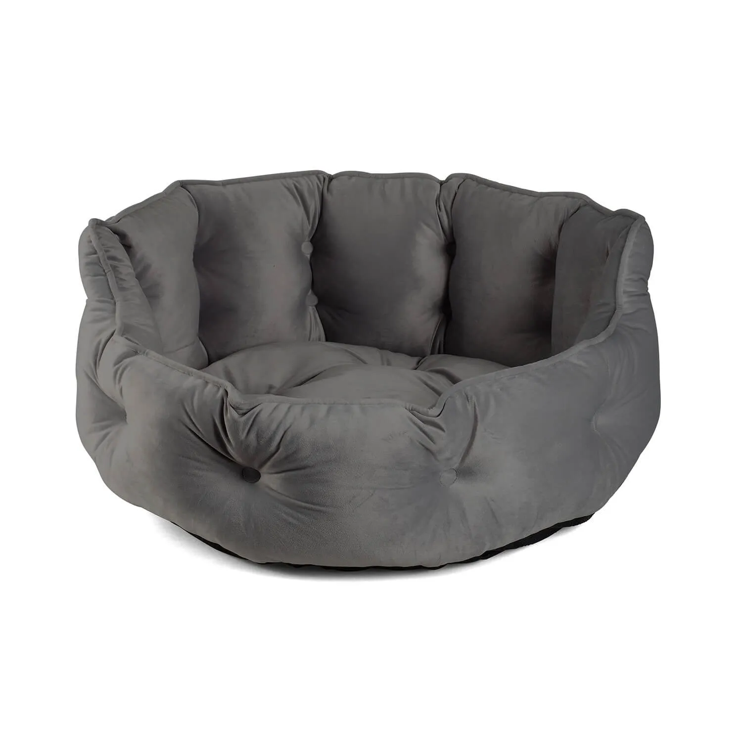 Smart Garden Slate Button-Tufted Round Bed - Small