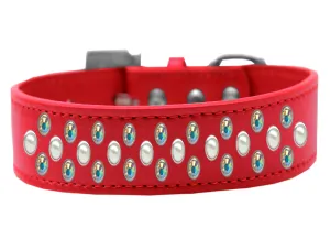 Sprinkles Dog Collar Pearl and AB Crystals Size 12 Red