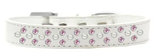 Sprinkles Dog Collar Pearl and Light Pink Crystals Size 14 White