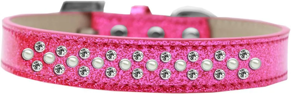 Sprinkles Ice Cream Dog Collar Pearl and Clear Crystals Size 12 Pink