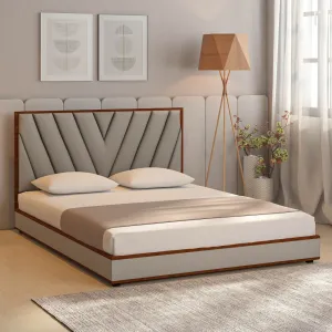 Triber Upholstered Bed In Beige Leatherette