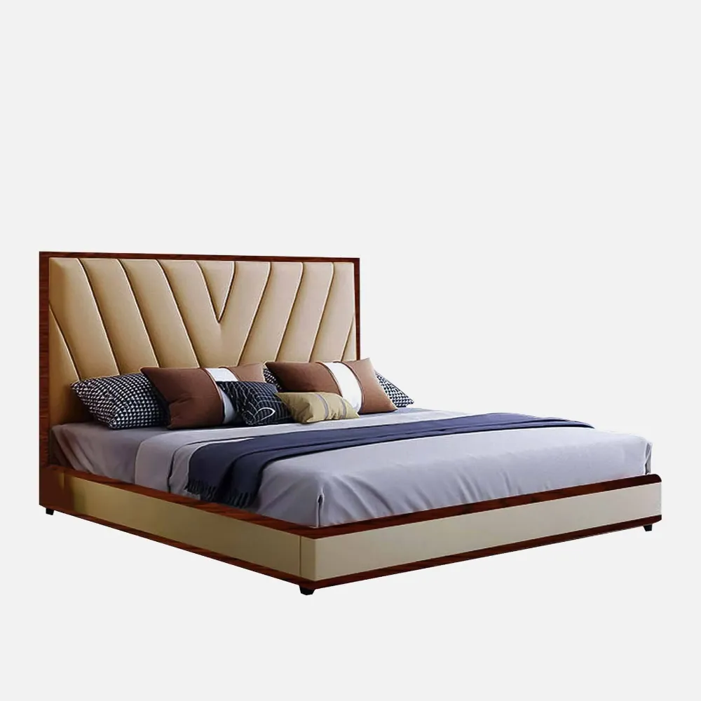 Triber Upholstered Bed In Beige Leatherette