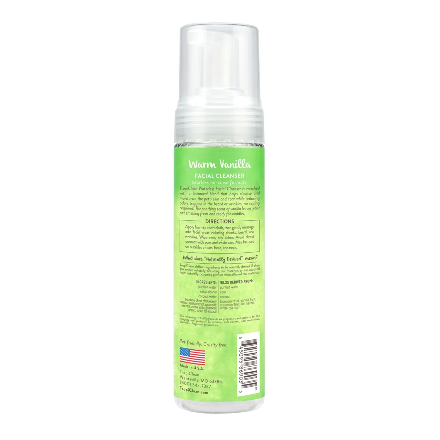 Tropiclean Waterless Facial Cleanser Warm Vanilla 220ml