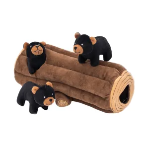 ZippyPaws Burrow Black Bear Log Dog Toy