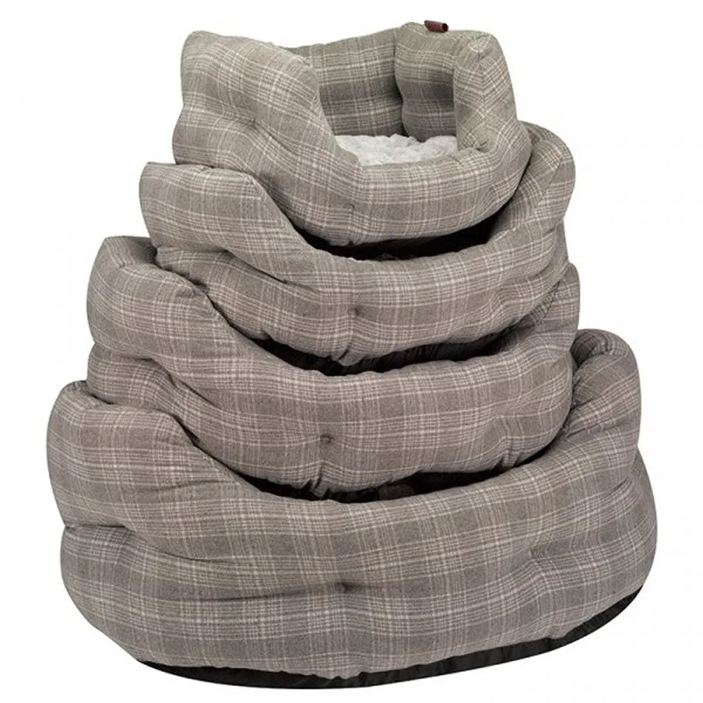 Zoon 76cm Grey Plaid Large Oval Dog Bed